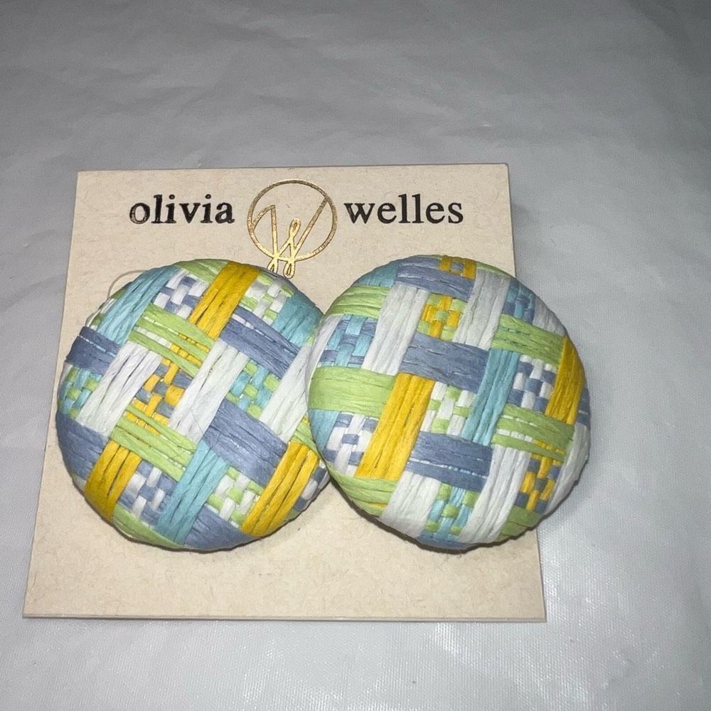 Olivia Welles Colorful Weaved Button Earrings